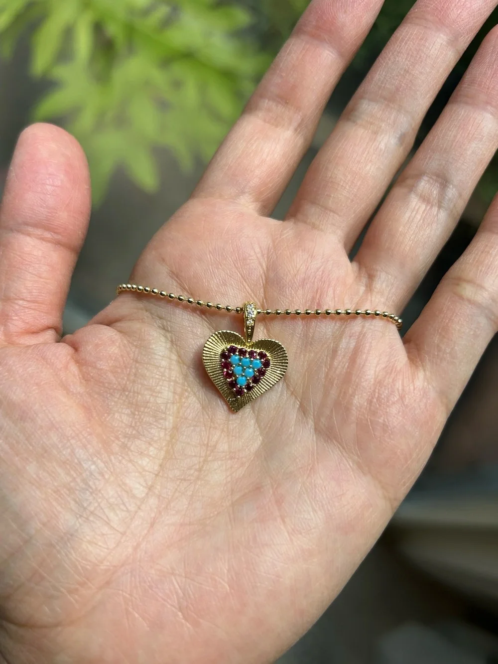 Melinda Maria Gold and Turquoise Heart Pendant Necklace